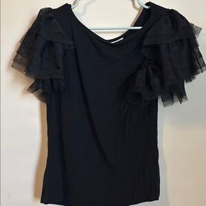 Elegant Black Flutter Sleeve Top